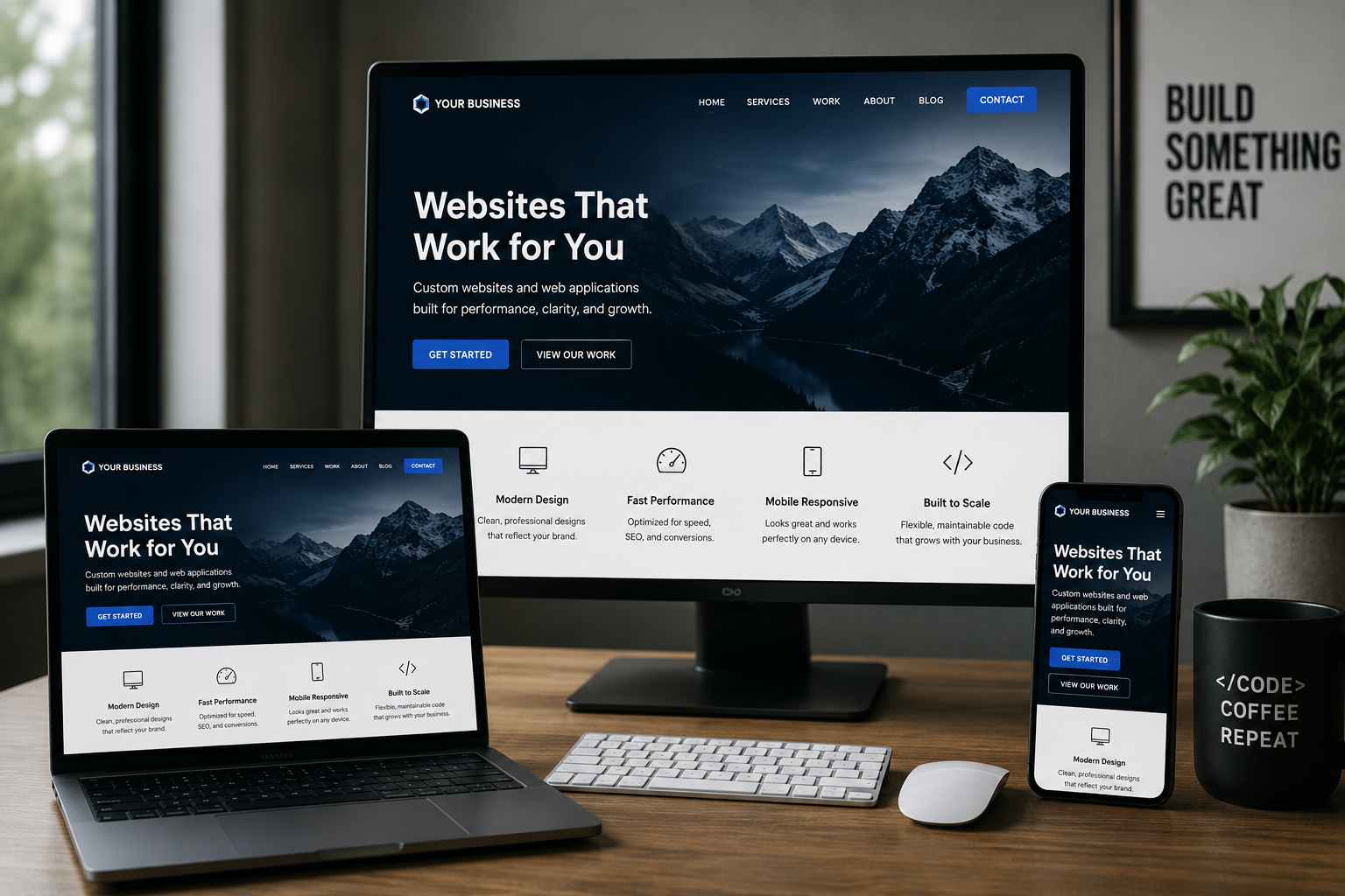 Custom website development and responsive web design