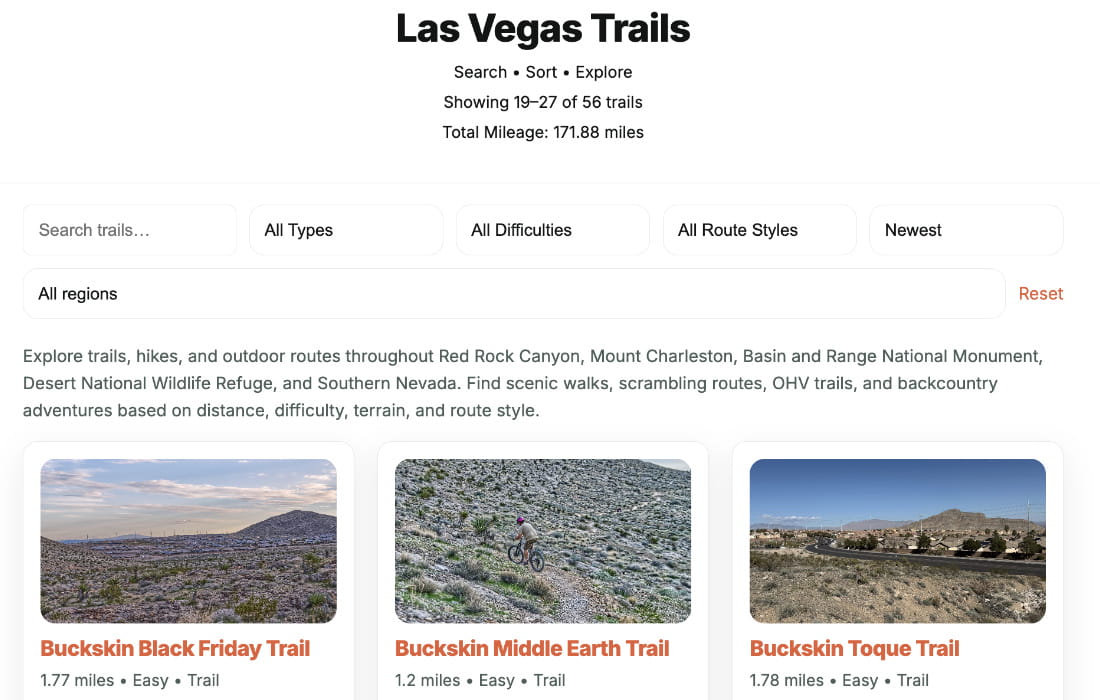 Red Rock Hiker Hub website screenshot